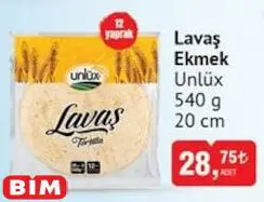 Unlüx Lavaş Ekmek 12 Yaprak 540 g 20 cm Unlüx Lavaş Ekmek 12 Yaprak 540 g 20 cm