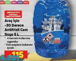 Araç İçin -30 Derece Antifrizli Cam Suyu 5 L Araç İçin -30 Derece Antifrizli Cam Suyu 5 L
