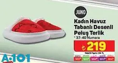 Juno Kadın Havuz Tabanlı Desenli Peluş Terlik Juno Kadın Havuz Tabanlı Desenli Peluş Terlik