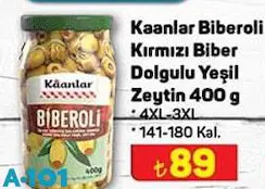 Kaanlar Biberoli Kırmızı Biber Dolgulu Yeşil Zeytin 400 g Kaanlar Biberoli Kırmızı Biber Dolgulu Yeşil Zeytin 400 g