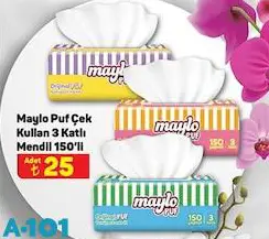 Maylo Puf Çek Kullan 3 Katlı Mendil 150'li Maylo Puf Çek Kullan 3 Katlı Mendil 150'li