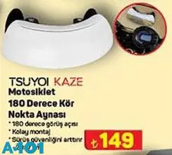 Tsuyoi Kaze Motosiklet 180 Derece Kör Nokta Aynası Tsuyoi Kaze Motosiklet 180 Derece Kör Nokta Aynası