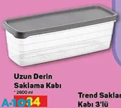 Uzun Derin Saklama Kabı 2600 ml Uzun Derin Saklama Kabı 2600 ml