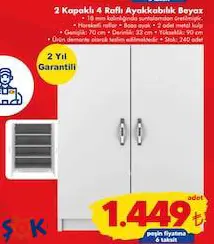 Alesta Life 2 Kapaklı 4 Raflı Ayakkabılık Beyaz Alesta Life 2 Kapaklı 4 Raflı Ayakkabılık Beyaz