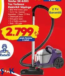 Simfer SK-6303 Toz Torbasız Elektrikli Süpürge Simfer SK-6303 Toz Torbasız Elektrikli Süpürge