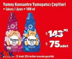 Yumoş Konsantre Yumuşatıcı Çeşitleri 1008 ml Yumoş Konsantre Yumuşatıcı Çeşitleri 1008 ml