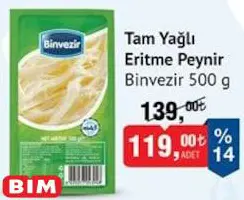 Binvezir Tam Yağlı Eritme Peynir 500 g Binvezir Tam Yağlı Eritme Peynir 500 g