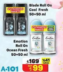Blade Roll On Cool Fresh 50+50 ml / Emotion Roll On Ocean Fresh 50+50 ml Deodorant Blade Roll On Cool Fresh 50+50 ml / Emotion Roll On Ocean Fresh 50+50 ml Deodorant