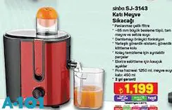 Sinbo SJ-3143 Katı Meyve Sıkacağı Sinbo SJ-3143 Katı Meyve Sıkacağı