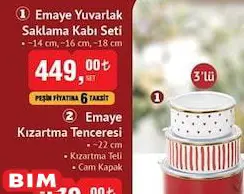 Benante Emaye Yuvarlak Saklama Kabı Seti 3'lü Benante Emaye Yuvarlak Saklama Kabı Seti 3'lü