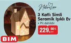 Natura Love 3 Katlı Simli Seramik Işıklı Ev Natura Love 3 Katlı Simli Seramik Işıklı Ev