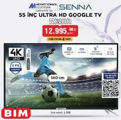 Senna 55SN9000U 55 inç Ultra HD Google Tv Akıllı Televizyon Senna 55SN9000U 55 inç Ultra HD Google Tv Akıllı Televizyon