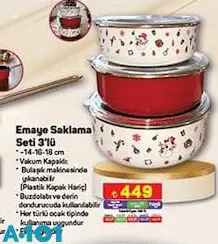 Emaye Saklama Seti 3'lü Emaye Saklama Seti 3'lü