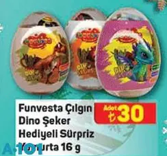Funvesta Çılgın Dino Şeker Hediyeli Sürpriz Yumurta 16 g Funvesta Çılgın Dino Şeker Hediyeli Sürpriz Yumurta 16 g
