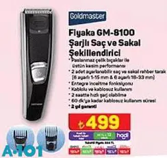 Goldmaster Fiyaka GM-8100 Şarjlı Saç ve Sakal Şekillendirici Goldmaster Fiyaka GM-8100 Şarjlı Saç ve Sakal Şekillendirici