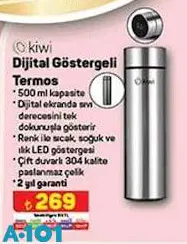 Kiwi Dijital Göstergeli Termos 500 ml Kiwi Dijital Göstergeli Termos 500 ml