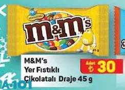 M&M's Yer Fıstıklı Çikolatalı Draje 45 g M&M's Yer Fıstıklı Çikolatalı Draje 45 g