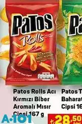 Patos Rolls Acı Kırmızı Biber Aromalı Mısır Cipsi 167 g Patos Rolls Acı Kırmızı Biber Aromalı Mısır Cipsi 167 g