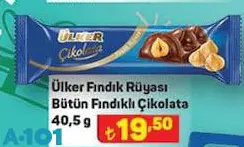 Ülker Fındık Rüyası Bütün Fındıklı Çikolata 40.5 g Ülker Fındık Rüyası Bütün Fındıklı Çikolata 40.5 g