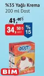 Dost %35 Yağlı Krema 200 ml Dost %35 Yağlı Krema 200 ml