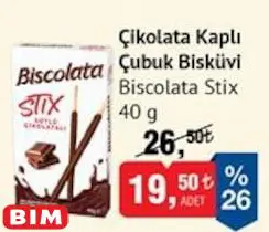 Biscolata Stix Çikolata Kaplı Çubuk Bisküvi 40 g Biscolata Stix Çikolata Kaplı Çubuk Bisküvi 40 g