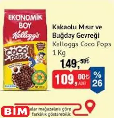 Kelloggs Coco Pops Kakaolu ve Mısır Buğday Gevreği 1 Kg Kelloggs Coco Pops Kakaolu ve Mısır Buğday Gevreği 1 Kg