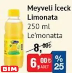 Le'monatta Meyveli İçecek Limonata 250 ml Le'monatta Meyveli İçecek Limonata 250 ml