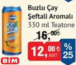 Teatone Şeftali Aromalı Buzlu Çay 330 ml Teatone Şeftali Aromalı Buzlu Çay 330 ml
