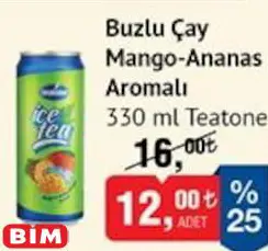 Teatone Mango-Ananas Aromalı Buzlu Çay 330 ml Teatone Mango-Ananas Aromalı Buzlu Çay 330 ml