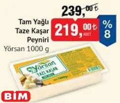 Yörsan Tam Yağlı Taze Kaşar Peyniri 1000 g Yörsan Tam Yağlı Taze Kaşar Peyniri 1000 g