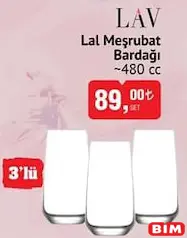 Lav Lal Meşrubat Bardağı 480 cc 3'lü Lav Lal Meşrubat Bardağı 480 cc 3'lü