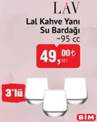 Lav Lal Kahve Yanı Su Bardağı 95 cc 3'lü Lav Lal Kahve Yanı Su Bardağı 95 cc 3'lü
