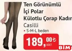 Casilli Ten Görünümlü İçi Polar Külotlu Çorap Kadın Casilli Ten Görünümlü İçi Polar Külotlu Çorap Kadın