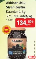 Kaanlar Akhisar Uslu Siyah Zeytin 1 kg Kaanlar Akhisar Uslu Siyah Zeytin 1 kg