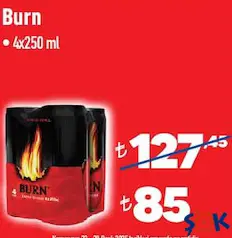 Burn Enerji İçeceği 4x250 ml Burn Enerji İçeceği 4x250 ml