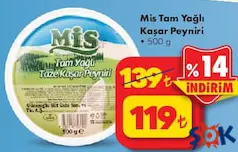 Mis Tam Yağlı Kaşar Peyniri 500 g Mis Tam Yağlı Kaşar Peyniri 500 g