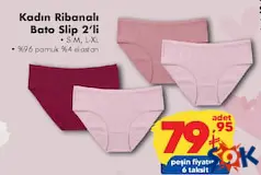 Kadın Ribanalı Bato Slip Külot 2'li Kadın Ribanalı Bato Slip Külot 2'li