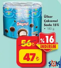 Ülker Çokomel Sade15'li 180 g Ülker Çokomel Sade15'li 180 g