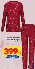Kadın Pijama Takımı Kalpli Kadın Pijama Takımı Kalpli