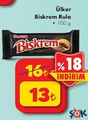 Ülker Biskrem Rulo Kakaolu Bisküvi 100 g Ülker Biskrem Rulo Kakaolu Bisküvi 100 g