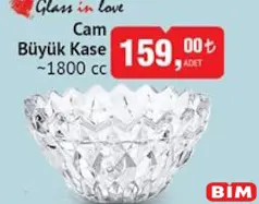 Glass İn Love Cam Büyük Kase 1800 Cc Glass İn Love Cam Büyük Kase 1800 Cc
