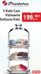 Paşabahçe 3 Katlı Cam Patisserie Saklama Kabı Paşabahçe 3 Katlı Cam Patisserie Saklama Kabı