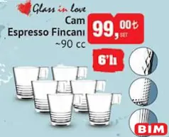 Glass İn Love Cam Espresso Fincanı 6'lı Glass İn Love Cam Espresso Fincanı 6'lı