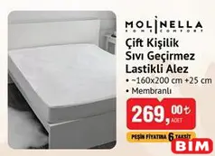 Molinella Çift Kişilik Sıvı Geçirmez Lastikli Alez Molinella Çift Kişilik Sıvı Geçirmez Lastikli Alez