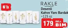 Rakle Desenli 6'lı Kahve Yanı Bardak 125 cc Rakle Desenli 6'lı Kahve Yanı Bardak 125 cc