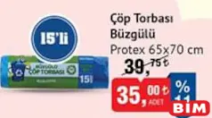 Protex Çöp Torbası Büzgülü 15'li Protex Çöp Torbası Büzgülü 15'li