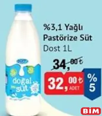 Dost %3,1 Yağlı Pastörize Süt Dost %3,1 Yağlı Pastörize Süt