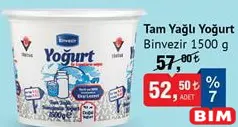 Binvezir Tam Yağlı Yoğurt 1500 g Binvezir Tam Yağlı Yoğurt 1500 g