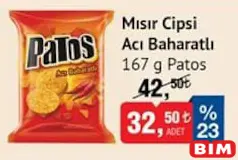 Patos Mısır Cipsi Acı Baharatlı 167 g Patos Mısır Cipsi Acı Baharatlı 167 g