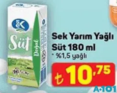 Sek Yarım Yağlı Süt 180 ml Sek Yarım Yağlı Süt 180 ml